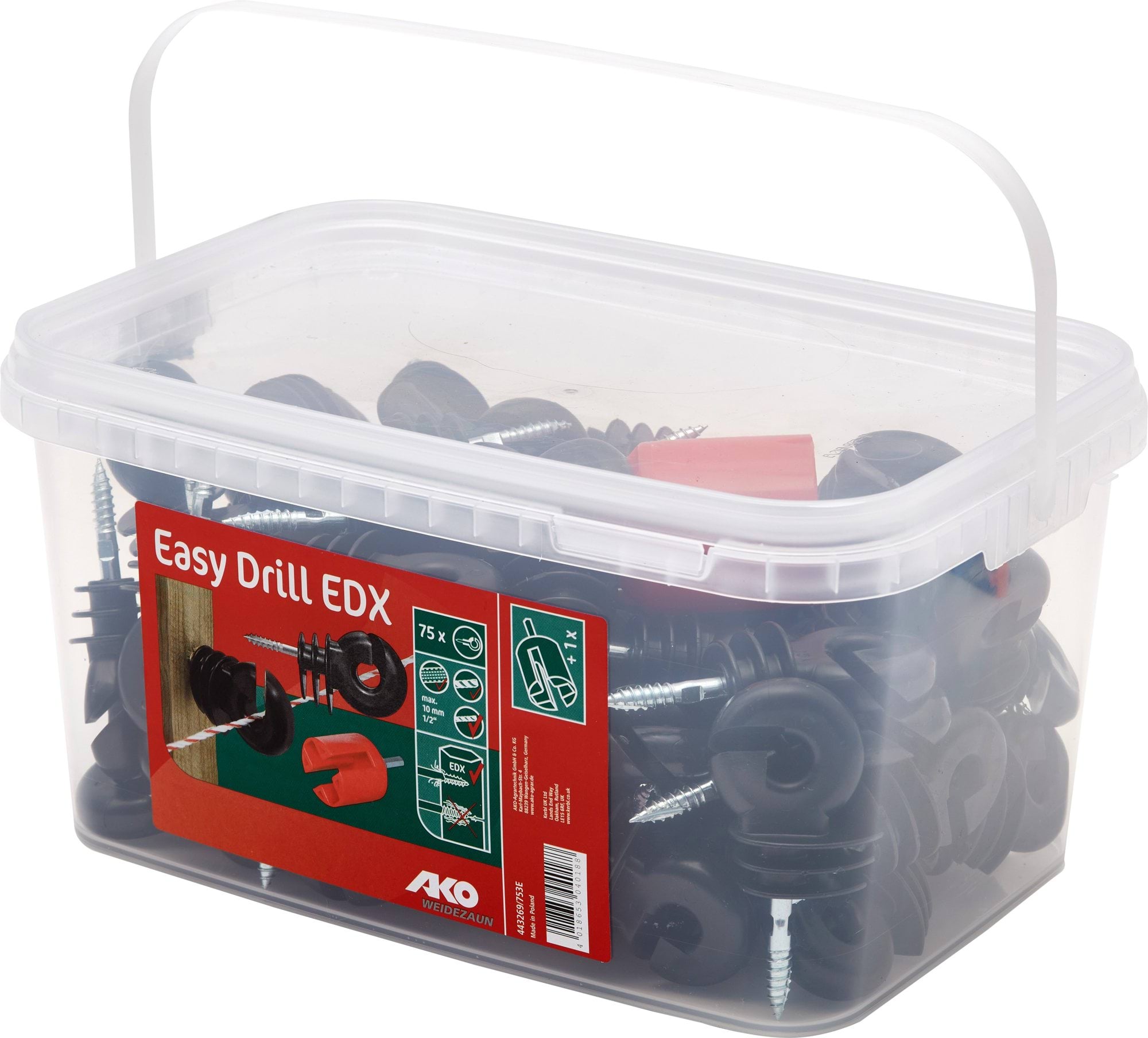 Izolator pierścieniowy Easy-Drill EDX wzmacniany, czarny,75 szt, AKO - Cavalo